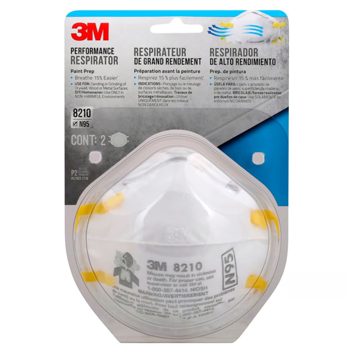 3M - Respirador 3M N95 para Polvo y Partículas Pack 2 Unidades