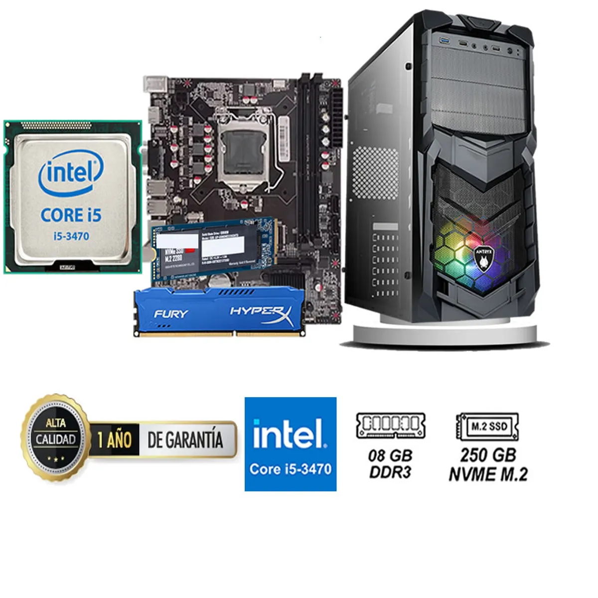 ANTRYX - COMPUTADORA DE ESCRITORIO CORE I5 3470  8GB RAM 250 GB SSD M2