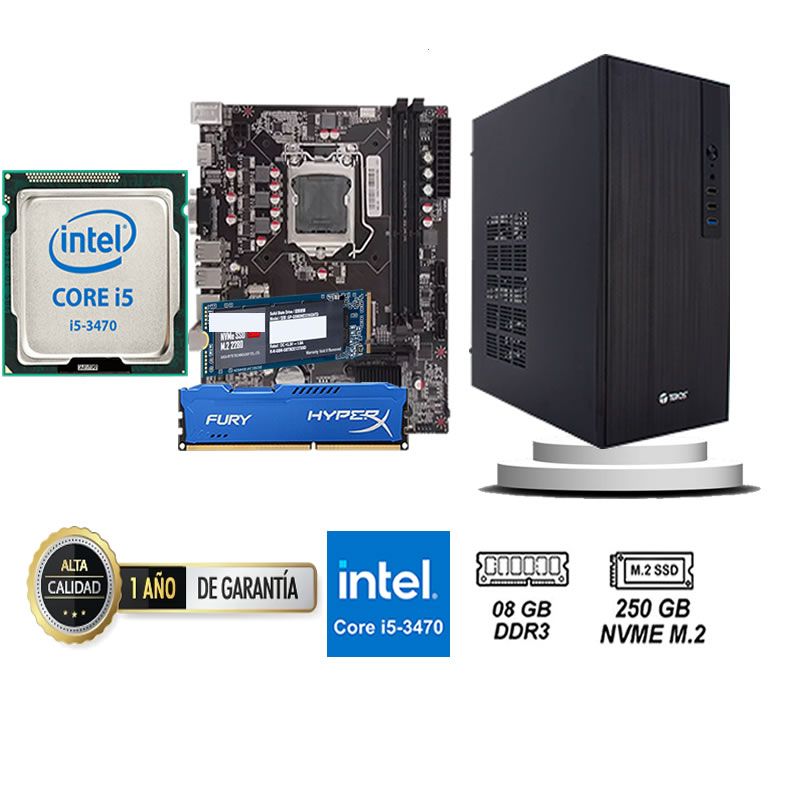 COMPUTADORA DE ESCRITORIO CORE I5 3470  8GB RAM 250 GB SSD M2