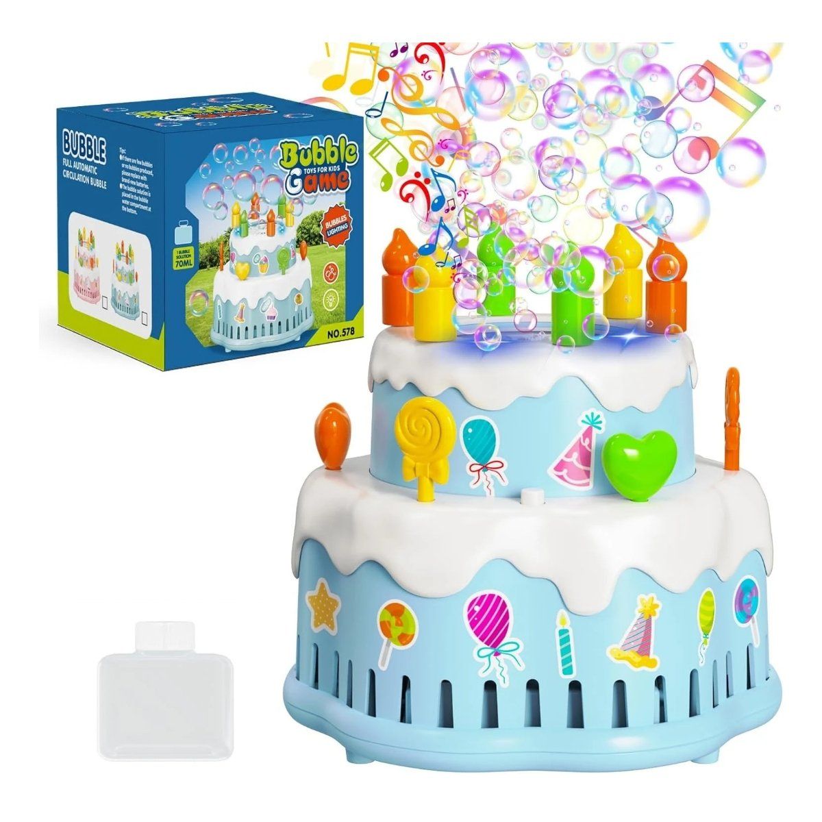 GENERICO - JUGUETE TORTA DE BURBUJAS AUTOMATICA MUSICAL CON LUCES NIÑOS