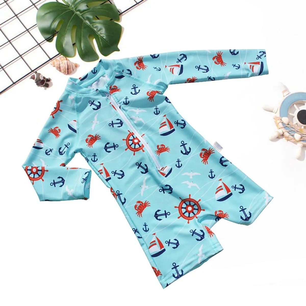 GENERICO - TRAJE DE BAÑO NIÑO CON PROTECCION SOLAR 1 pieza 2-3 AÑOS