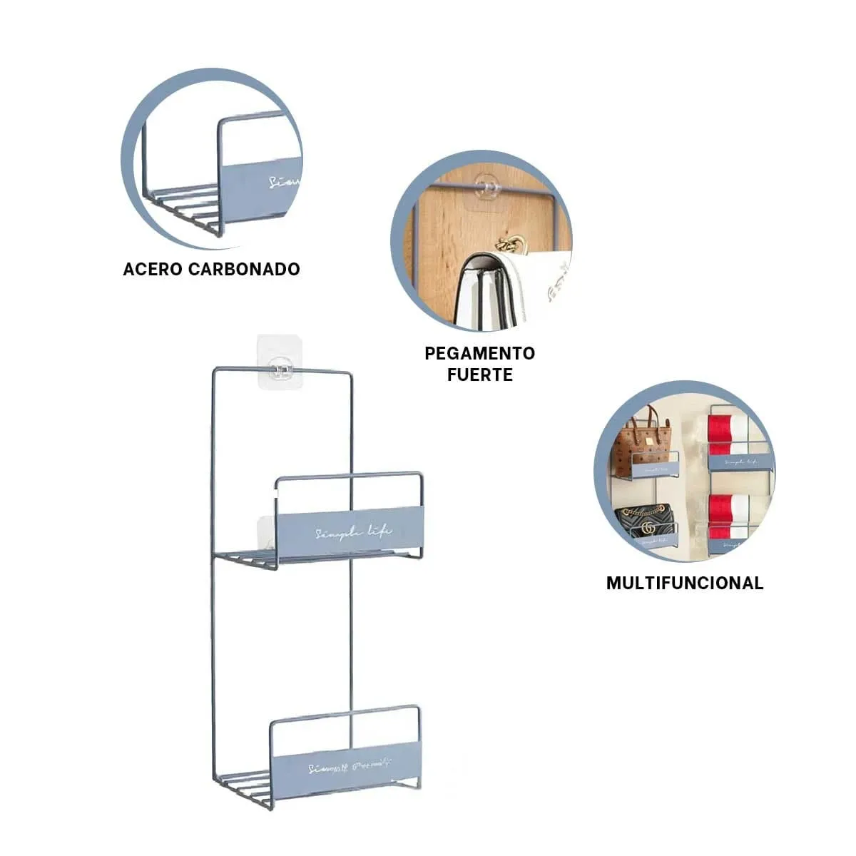 GENERICO - Organizador de 2 Niveles para Carteras en Color Azul