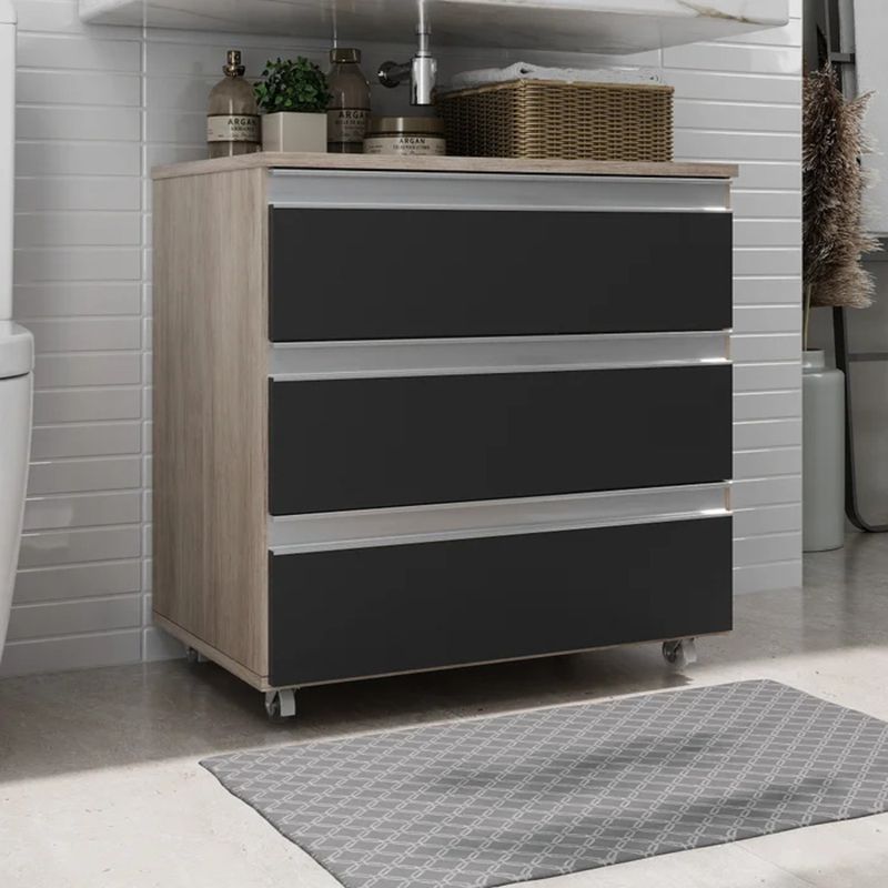 GENERICO - Gabinete de Baño Chinatsu Marrón y Negro R&R MUEBLES