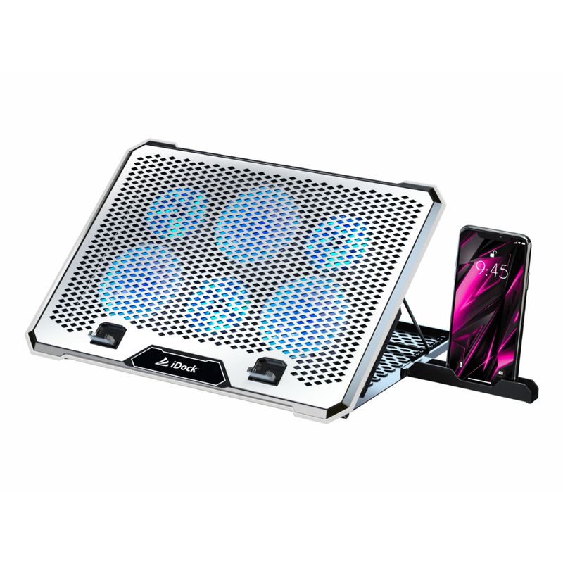 IDOCK - Cooler para Laptop mas soporte de movil iDock Turbine N9 Silver