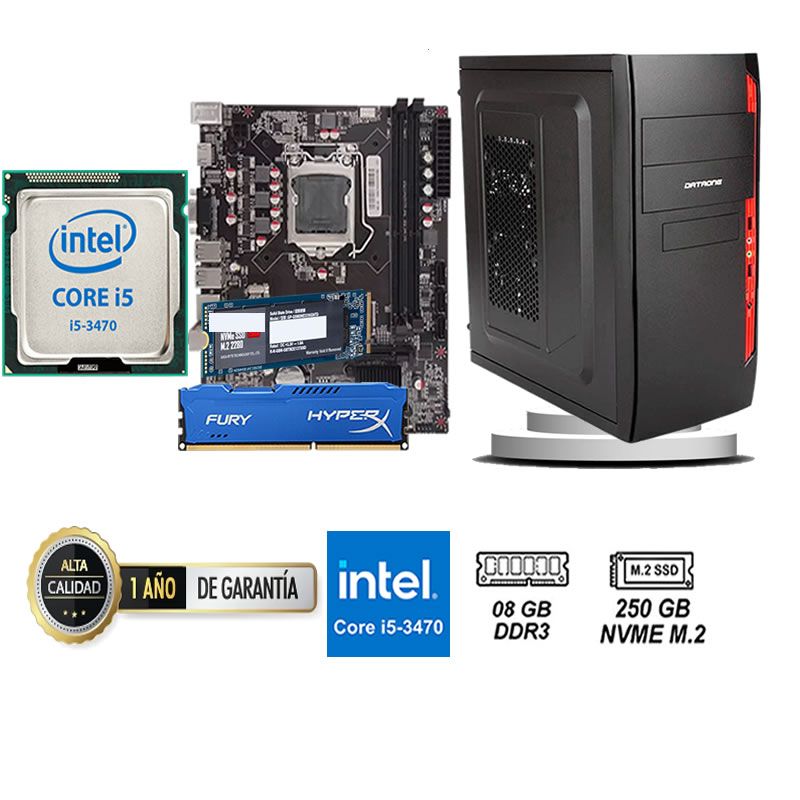 COMPUTADORA DE ESCRITORIO CORE I5 3470  8GB RAM 250 GB SSD M2