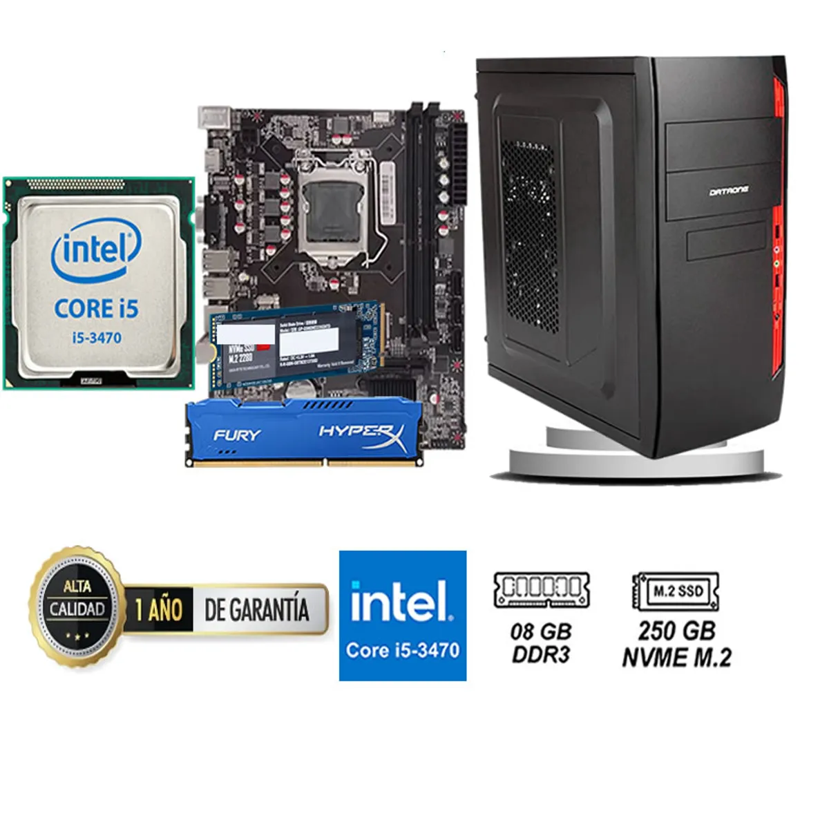 TEROS - COMPUTADORA DE ESCRITORIO CORE I5 3470  8GB RAM 250 GB SSD M2