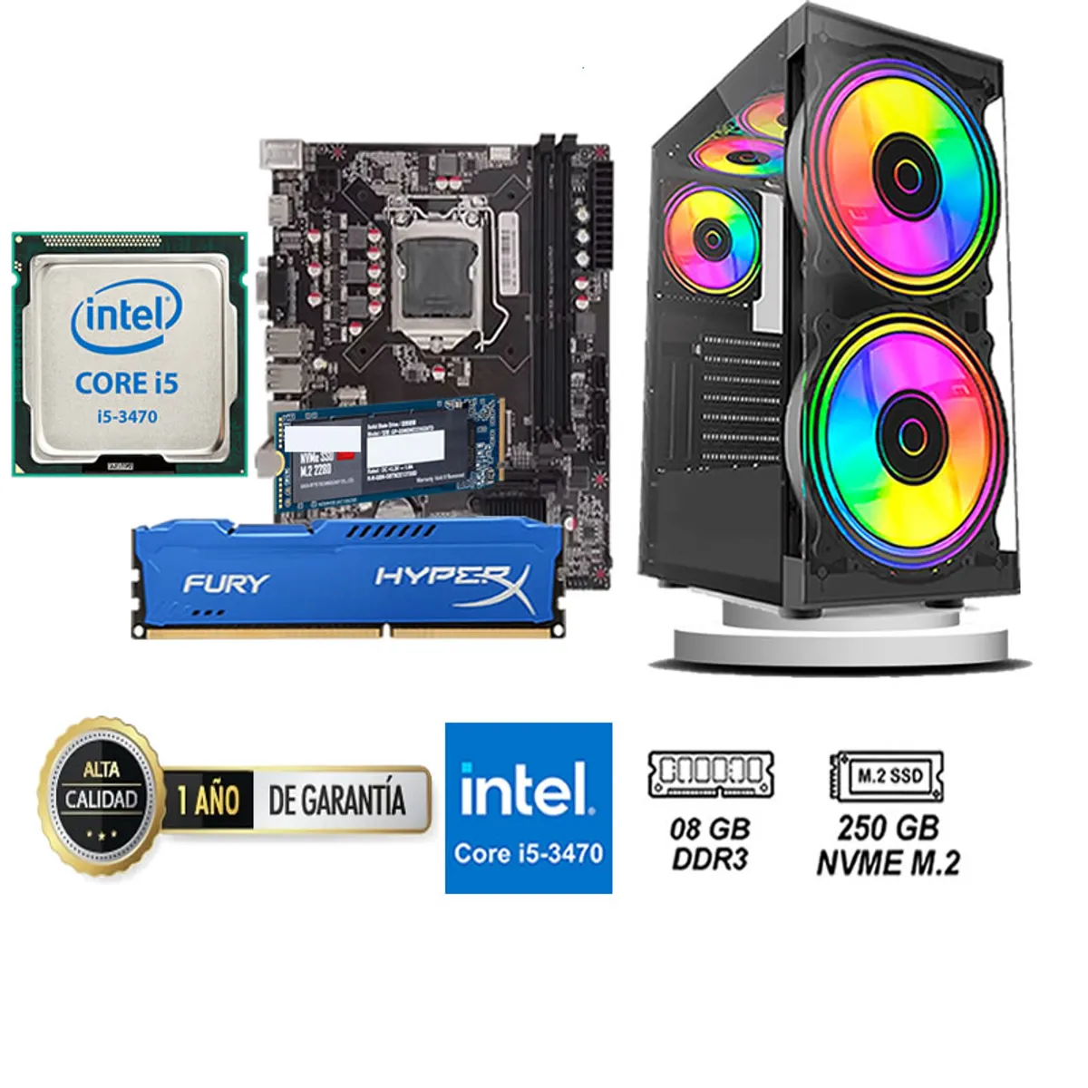 TEROS - COMPUTADORA DE ESCRITORIO CORE I5 3470  8GB RAM 250 GB SSD M2