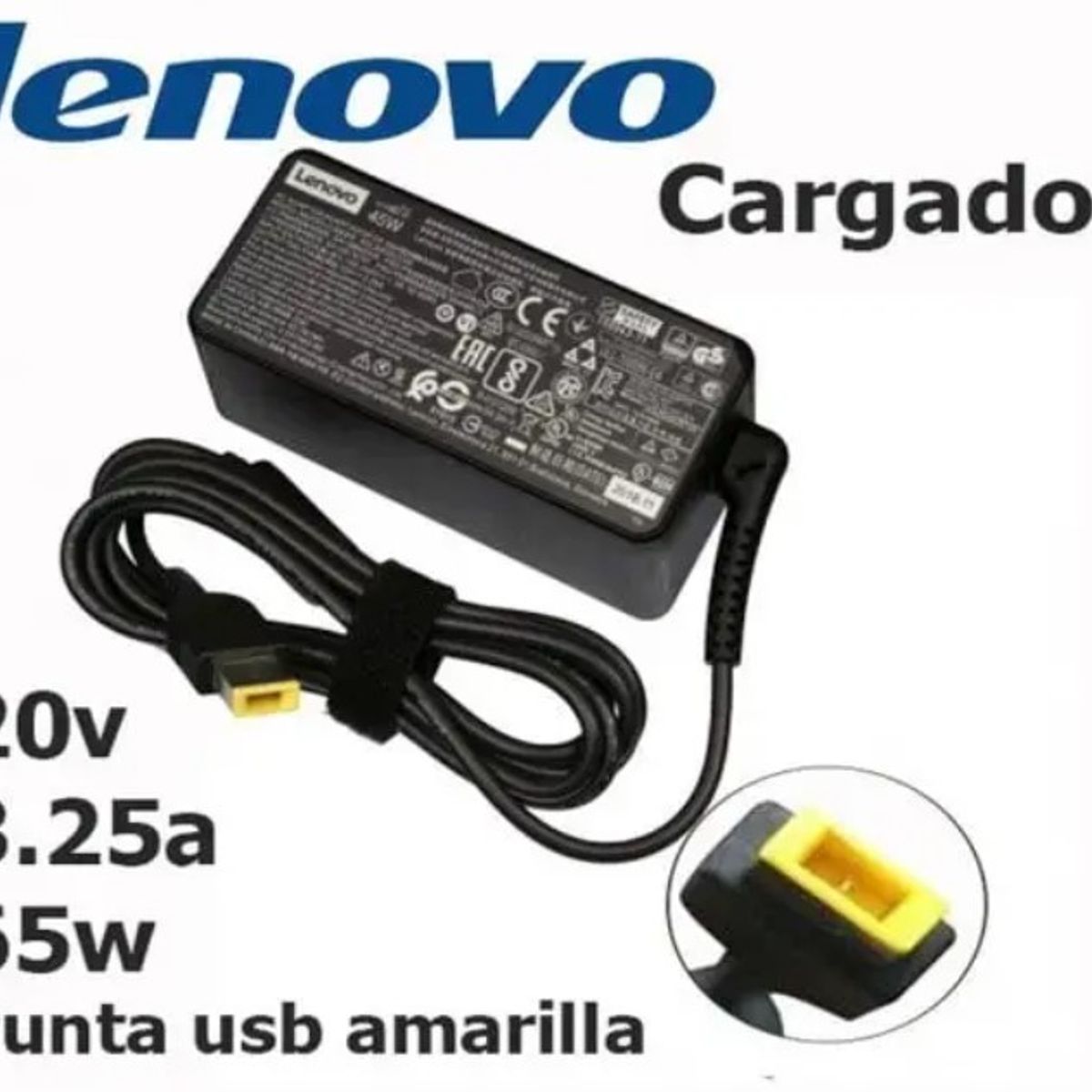 GENERICO - CARGADOR PARA LAPTOPS LENOVO 20V 3.25A  PUNTA USB COMPATIBLE
