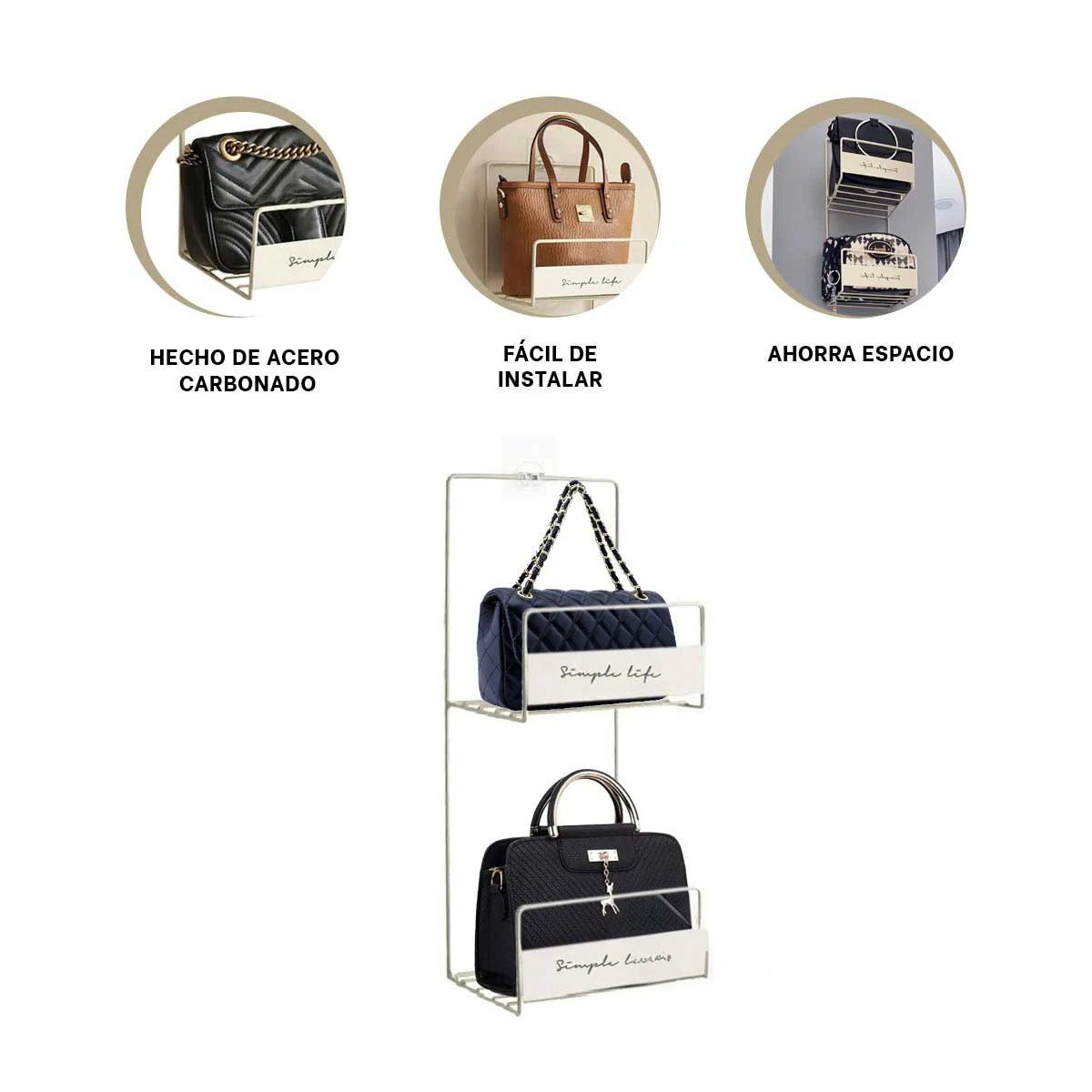 GENERICO - Organizador de Carteras de 2 Niveles de Color Blanco