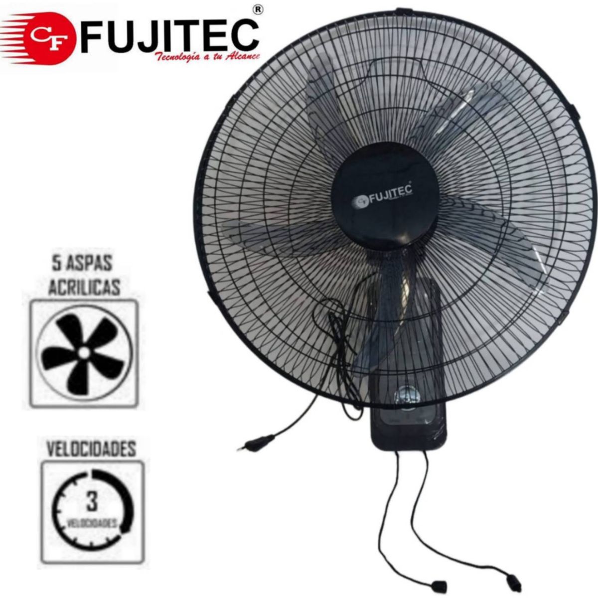 GENERICO - Ventilador de Pared de 18" 5 Aspas de 55 Watts