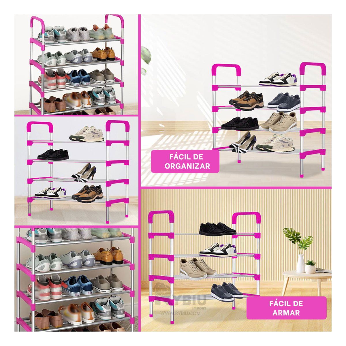 GENERICO - Organizado Duradero de 4 Niveles Rosado Y+Regalo Stickers