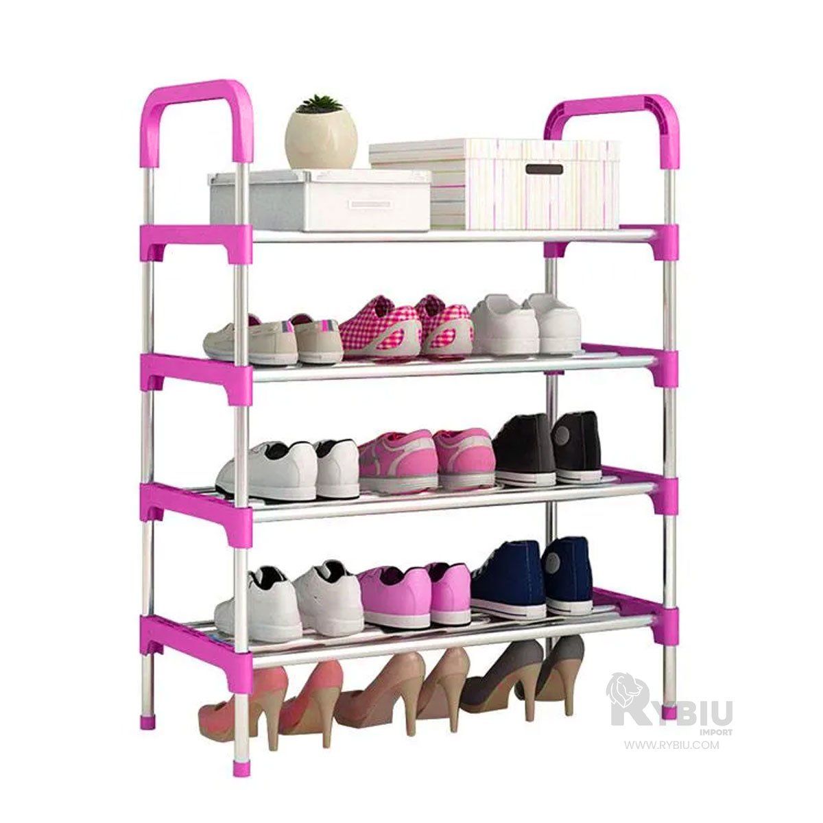 GENERICO - Organizado Duradero de 4 Niveles Rosado Y+Regalo Stickers