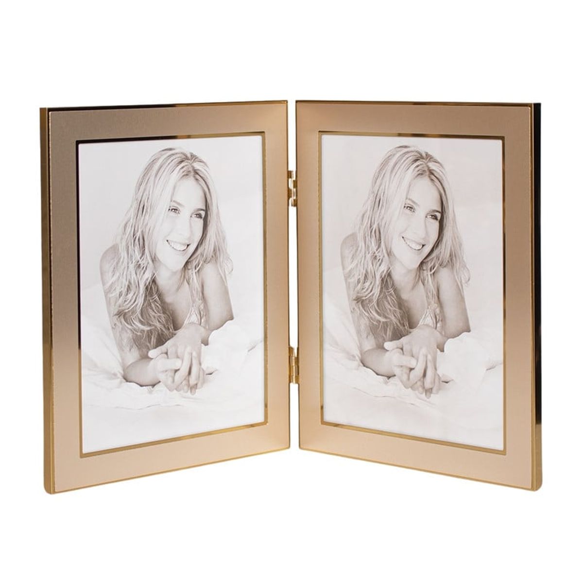 PANADECOR - Portarretrato Panadecor Doble Tipo Libro Dorado Para Fotos 18Cm Acero