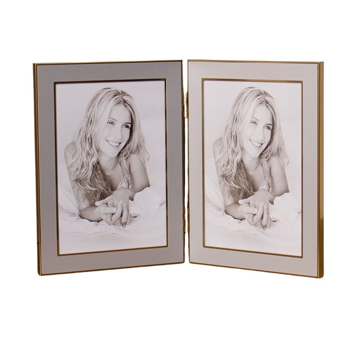 PANADECOR - Portarretrato Panadecor Doble Bicolor Dorado Y Plata Tipo Libro 18Cm Acero