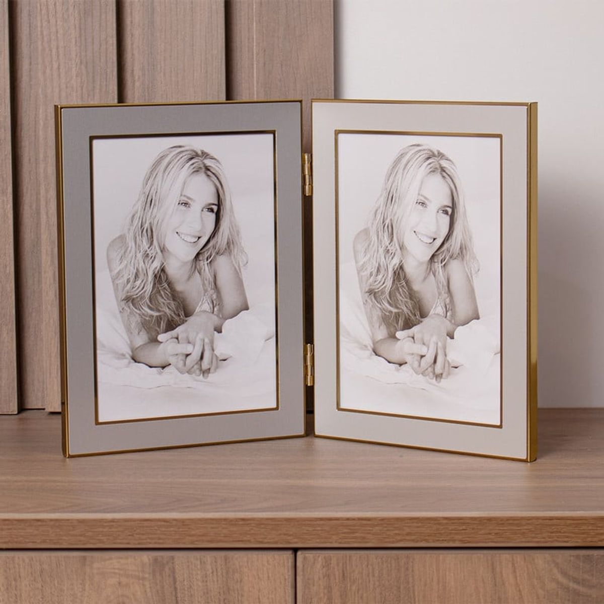 PANADECOR - Portarretrato Panadecor Doble Bicolor Dorado Y Plata Tipo Libro 18Cm Acero