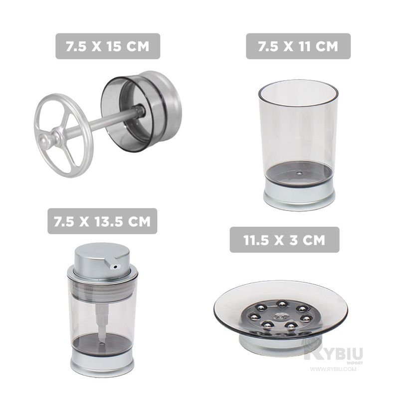 RYBIU IMPORT - Kit Tocador Moderno para Baño en Plateado Y+Gift MiniAgenda