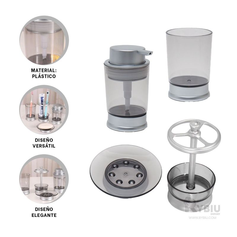 RYBIU IMPORT - Kit para Bañera en Color Plateado Y+Regalo Agendita