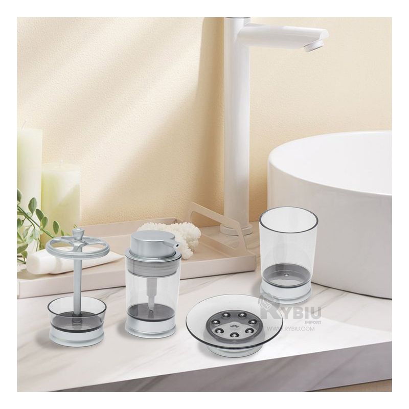 RYBIU IMPORT - Juego Practico para Baño en Plateado Y+Banderitas Adhesivas