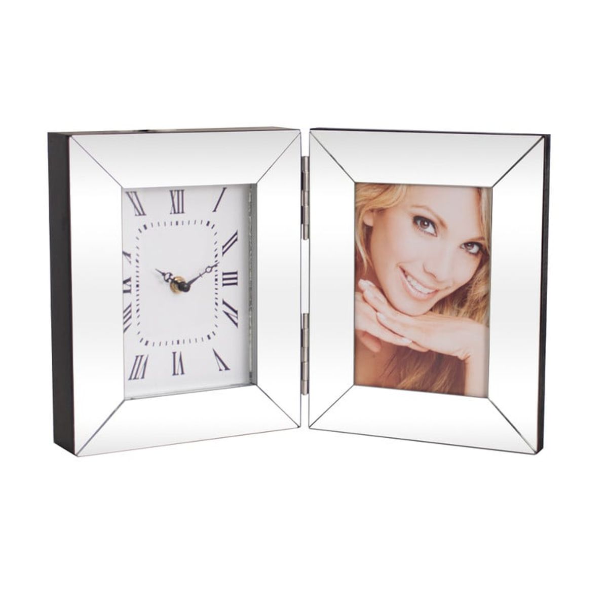 PANADECOR - Reloj Decorativo Panadecor Con Marcos De Fotos Plateado 44Cm Espejo