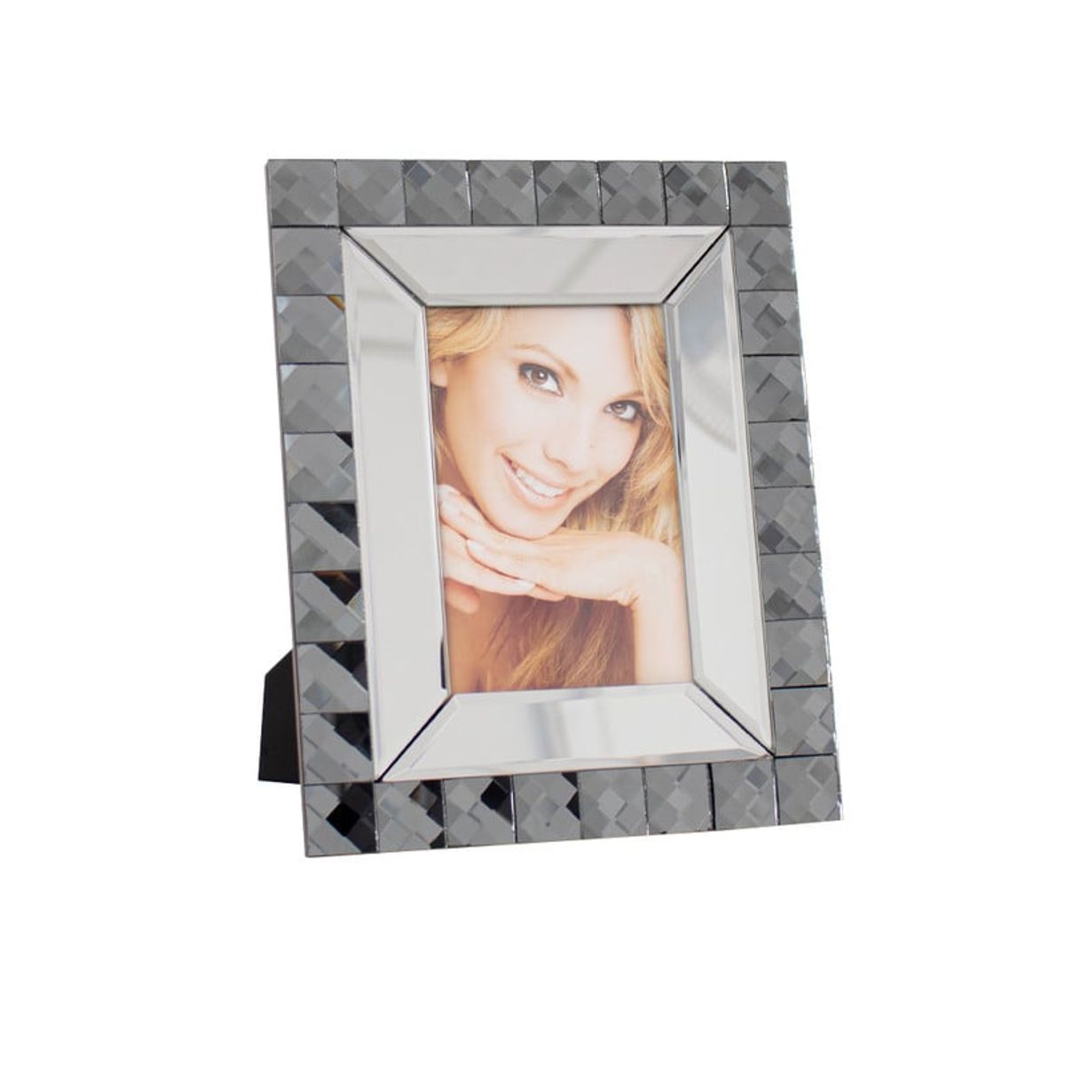PANADECOR - Marco De Fotos Panadecor Gris Oscuro Con Acabado Geométrico 25Cm Espejado
