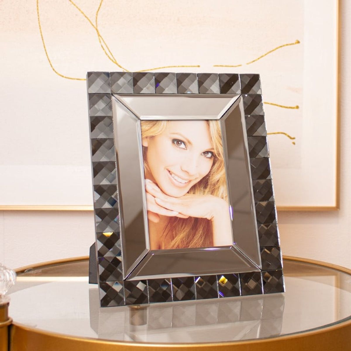 PANADECOR - Marco De Fotos Panadecor Gris Oscuro Con Acabado Geométrico 25Cm Espejado