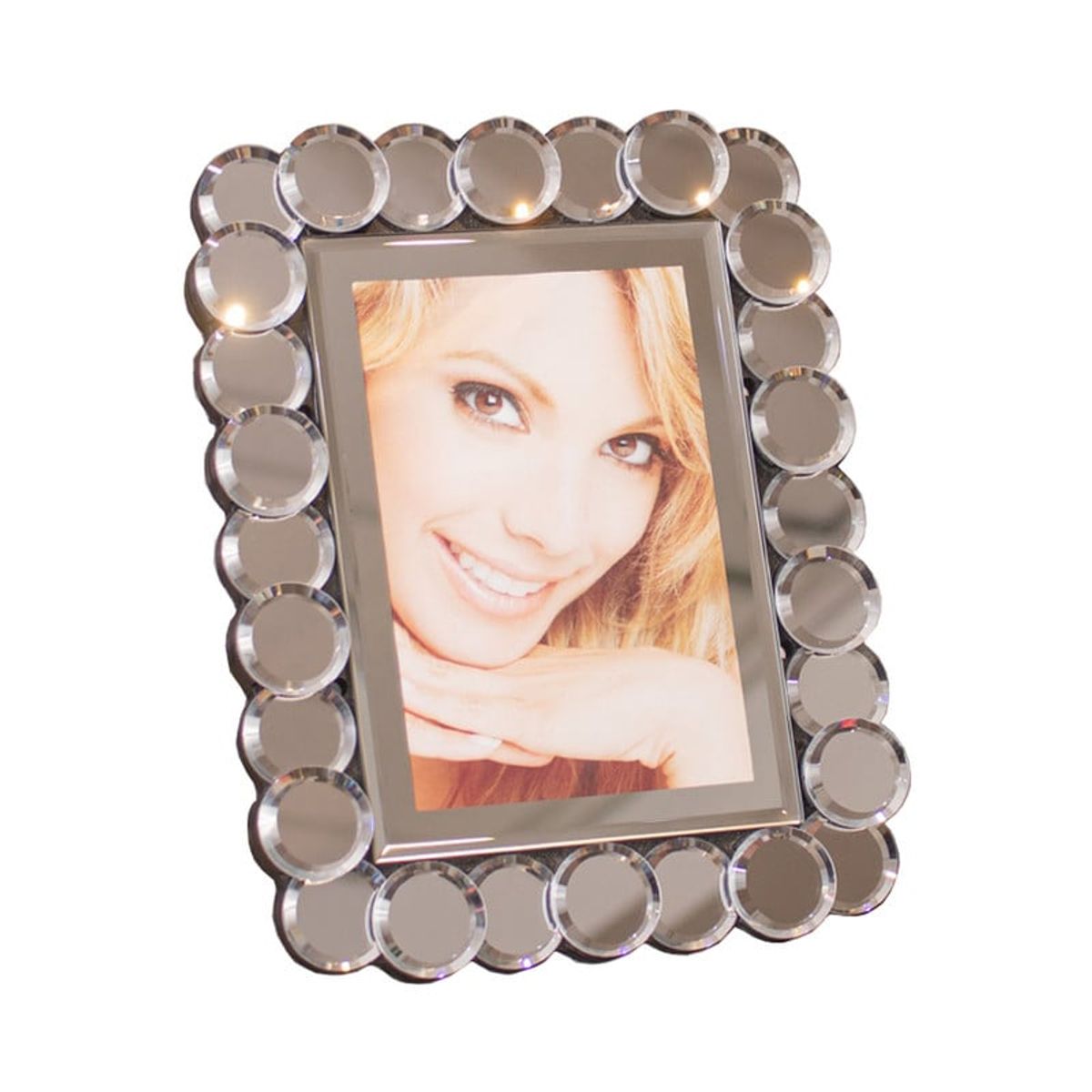 PANADECOR - Marco de Fotos Ovalado con Borde Espejado 23x18cm