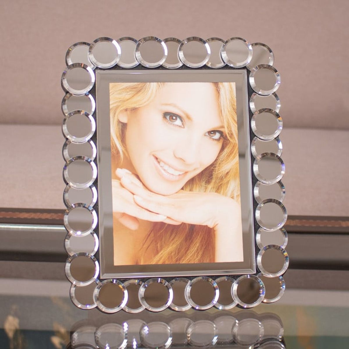 PANADECOR - Marco de Fotos Ovalado con Borde Espejado 26x21cm