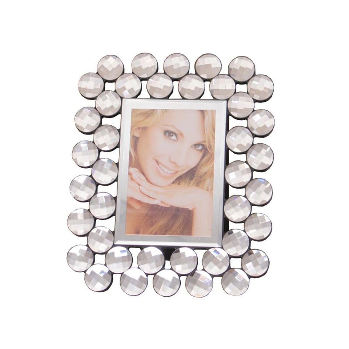 PANADECOR - Portarretrato Panadecor Plateado Con Detalles Circulares 28Cm Acrílico