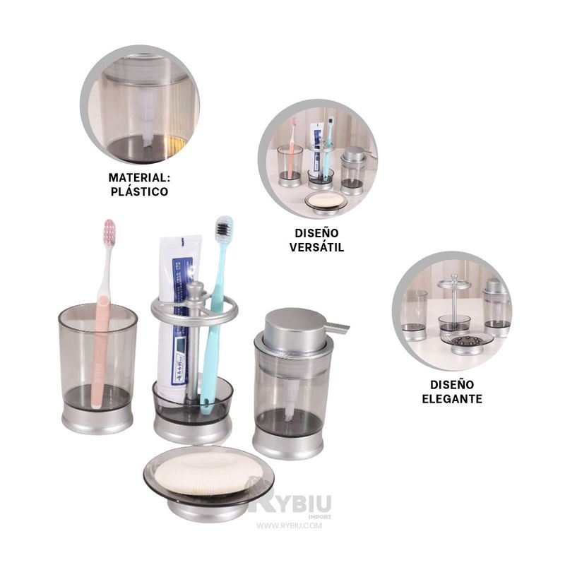GENERICO - Kit Sofisticado para Duchas Color Plateado Y+Regalo Stickers