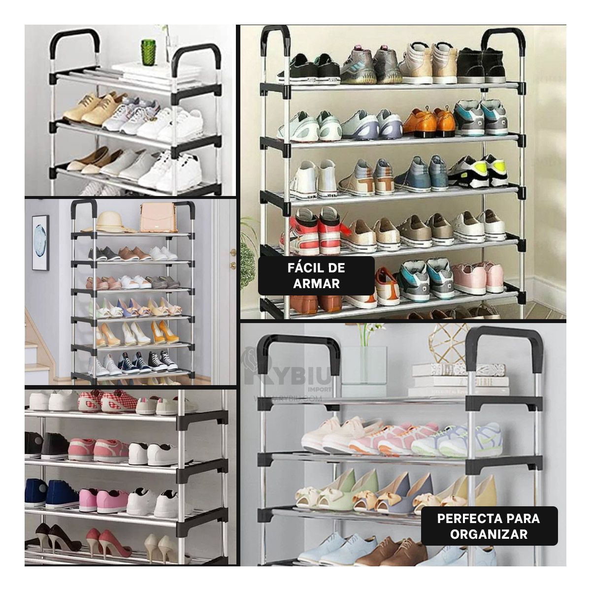 GENERICO - Organizador Estable de Calzado 4 N Negro Y+Ligas de Regalo