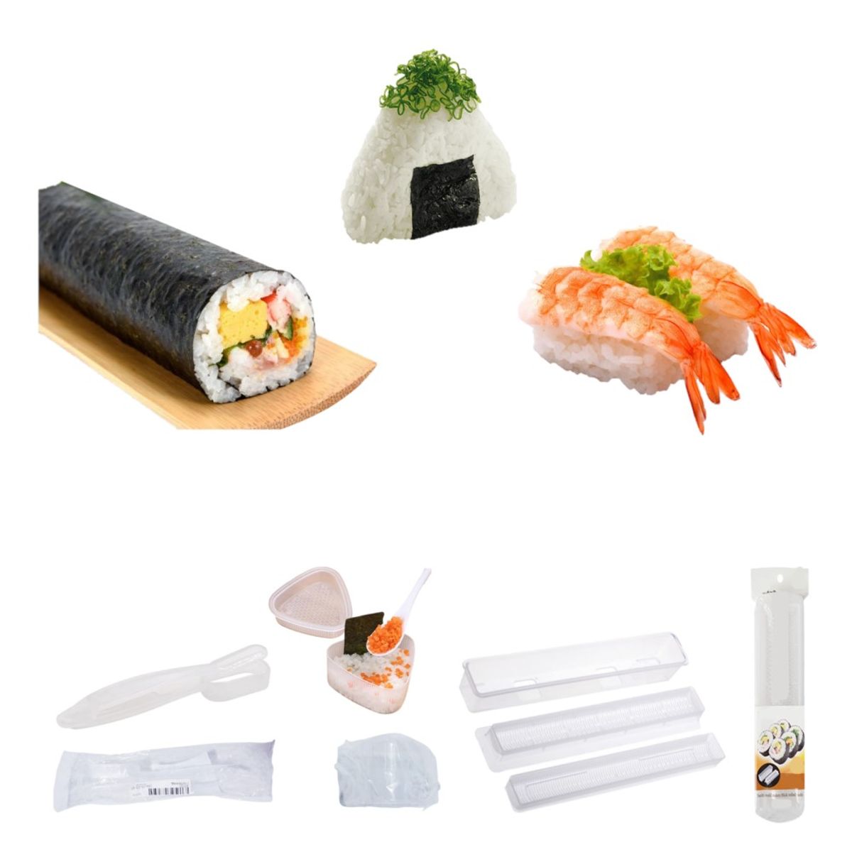 GENERICO - Set de Moldes 3u Rodillo Cuchara Triangular Para Maki Sushi y Nigiri