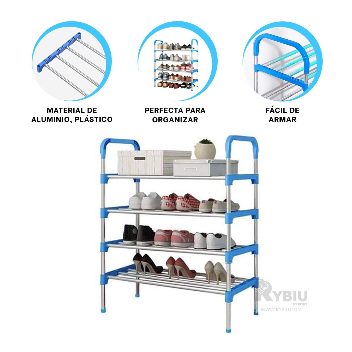 GENERICO - Estante Seguro con 4 N Celeste Y+Regalo Ligas para Peinar