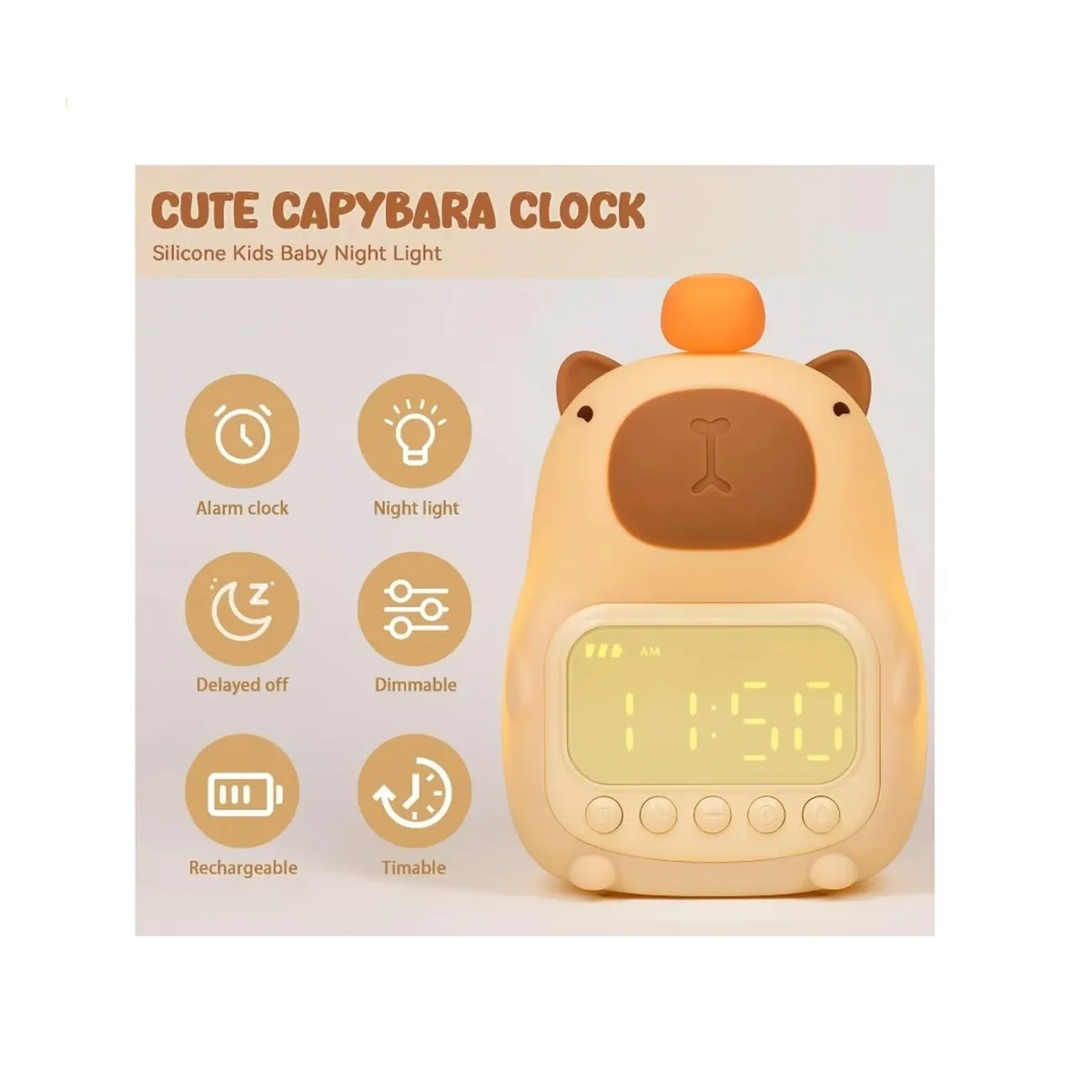 GENERICO - LAMPARA CAPIBARA CON RELOJ