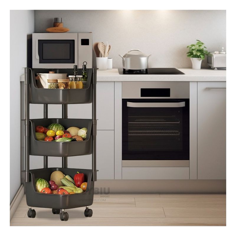 RYBIU IMPORT - Carrito de 3 Niveles Minimalista en Negro Y+Regalo Agendita