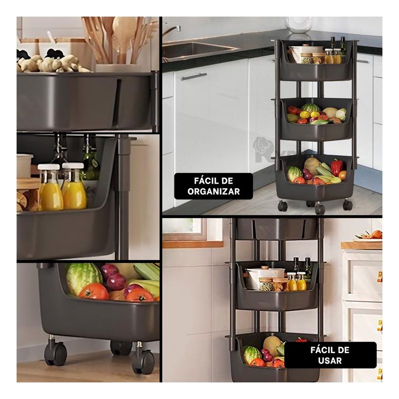 RYBIU IMPORT - Organizador con Ruedas Moderno en Negro Y+Gift MiniAgenda