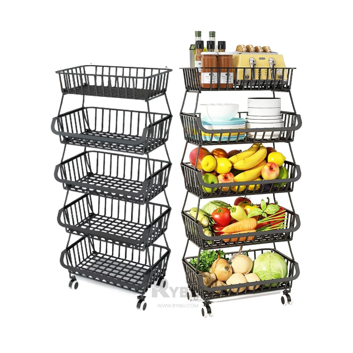 RYBIU IMPORT - Canastila de Alimentos 5 Niveles Negro Y+Post-it Adhesivos