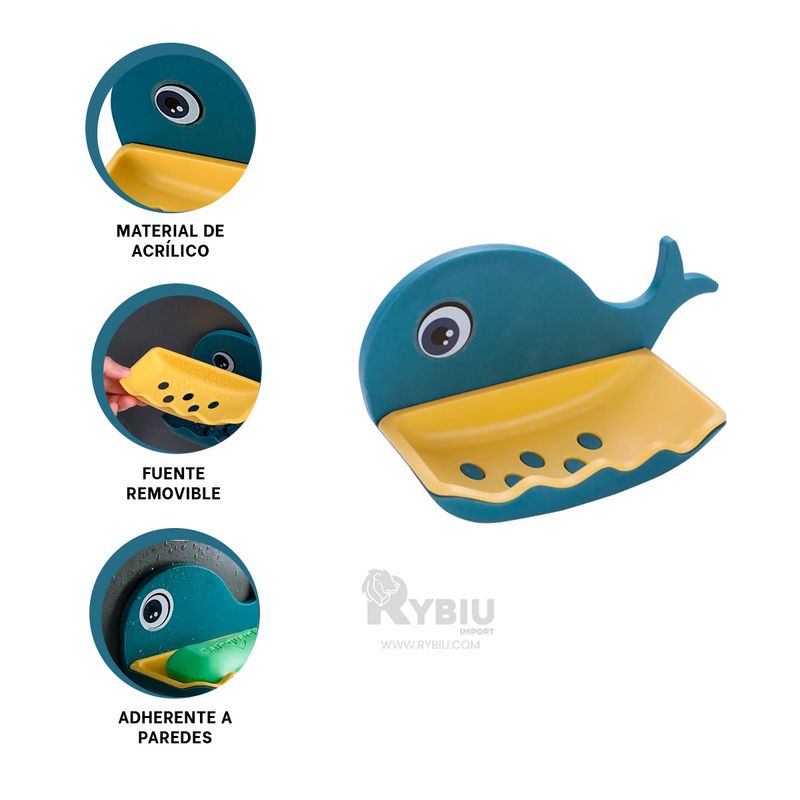 GENERICO - Jaboncillera Moderna para el Baño de Azul Y+Regalo Stickers