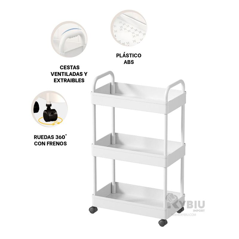 RYBIU IMPORT - Estanteria Util para Cocina de Color Blanco Y+Gift Stickers