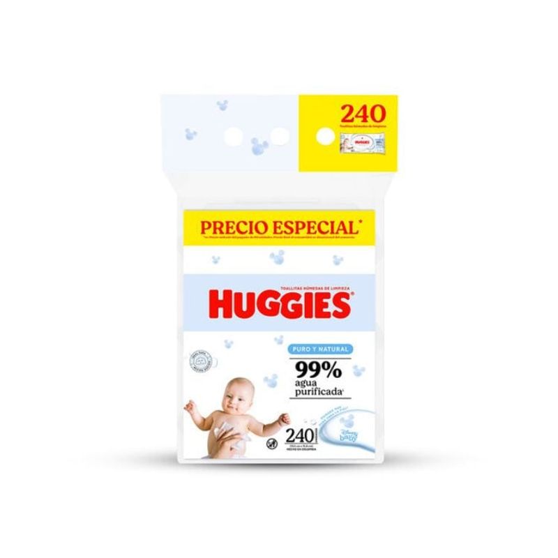 HUGGIES - Toallitas húmedas Huggies Puro y Natural 240 unid