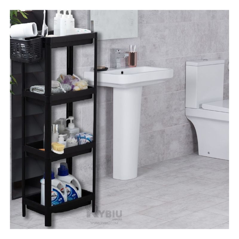 RYBIU IMPORT - Repisa de Plastico con 4 Niveles de Negro Y+Regalo Stickers