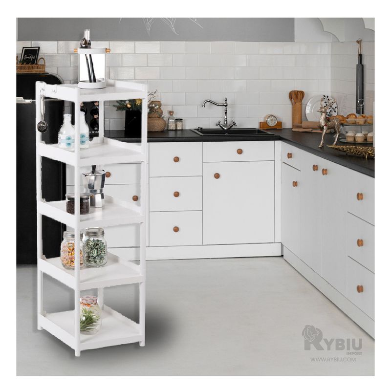 RYBIU IMPORT - Estante de Plastico en 4 Niveles en Blanco Y+Papel de Regalo
