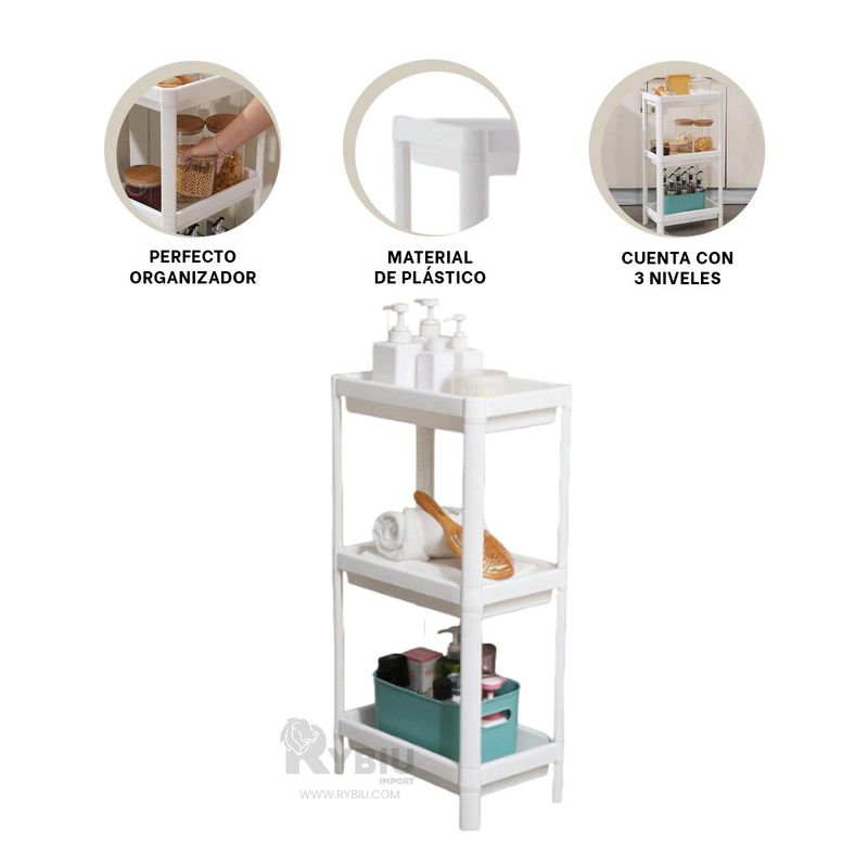 RYBIU IMPORT - Anaquel de 3 Nieles Multiusos de Blanco Y+Post-it Adhesivos