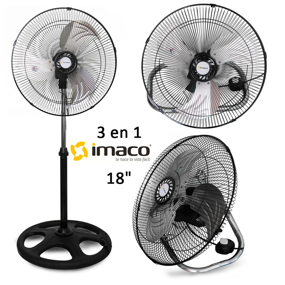 IMACO - Ventilador Pedestal 3 en 1 FSM370 18" 57W