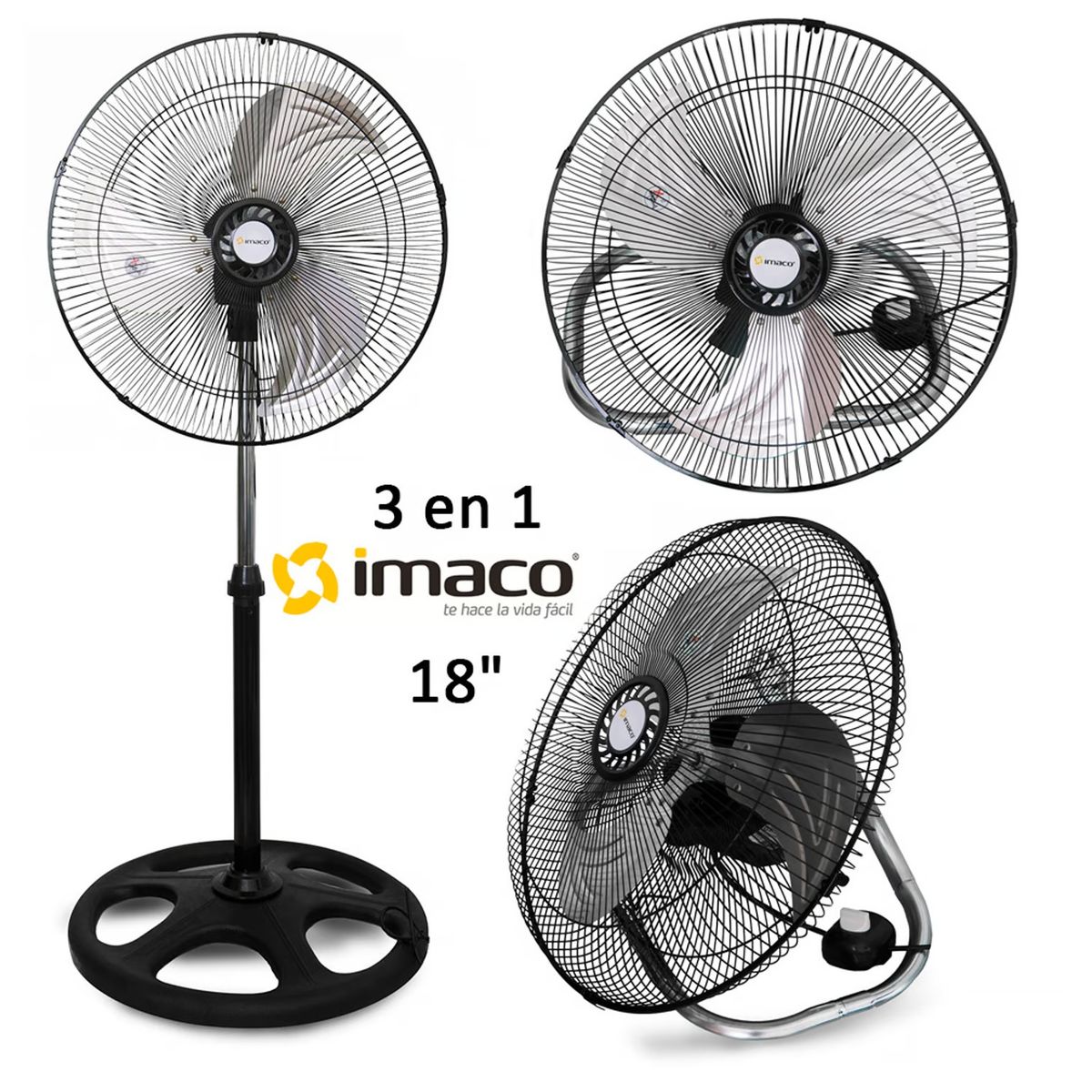 IMACO - Ventilador Pedestal 3 en 1 FSM370 18" 57W