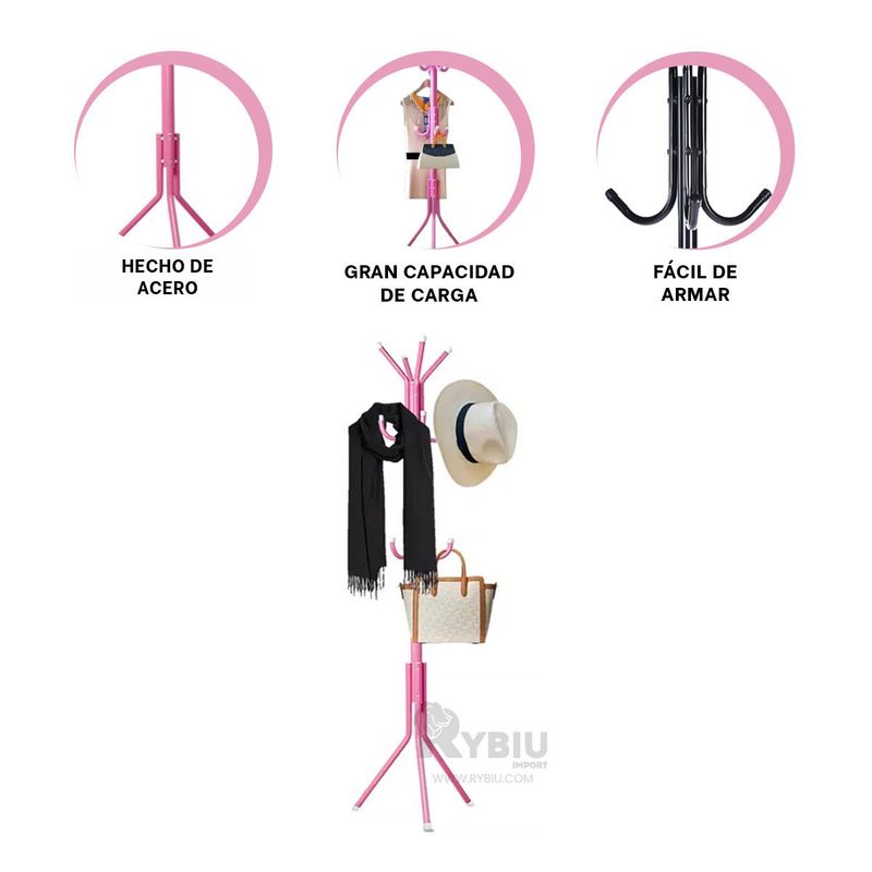 RYBIU IMPORT - Soporte para Colgar 175x45 Rosado Y+Banderitas Adhesivas