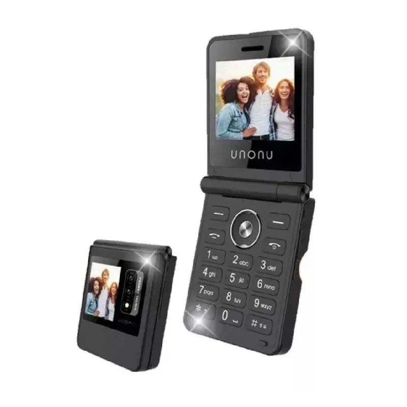 UNONU - Teléfono Básico UNONU UF1 FLIP 2G con Doble Pantalla