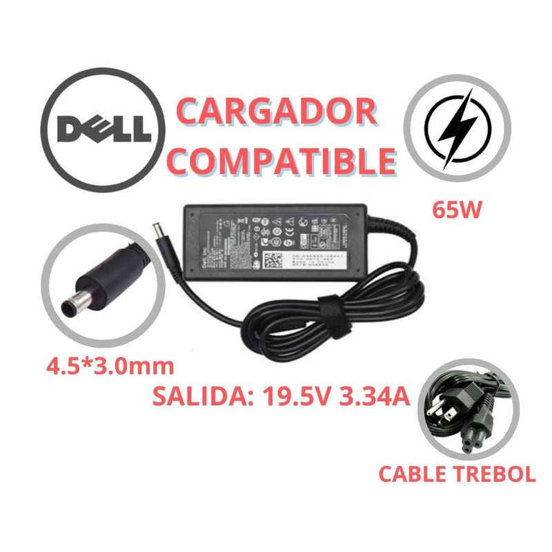 GENERICO - CARGADOR PARA LAPTOPS DELL 195V 334A 4530 PUNTA DELGADA COMPATIBLE
