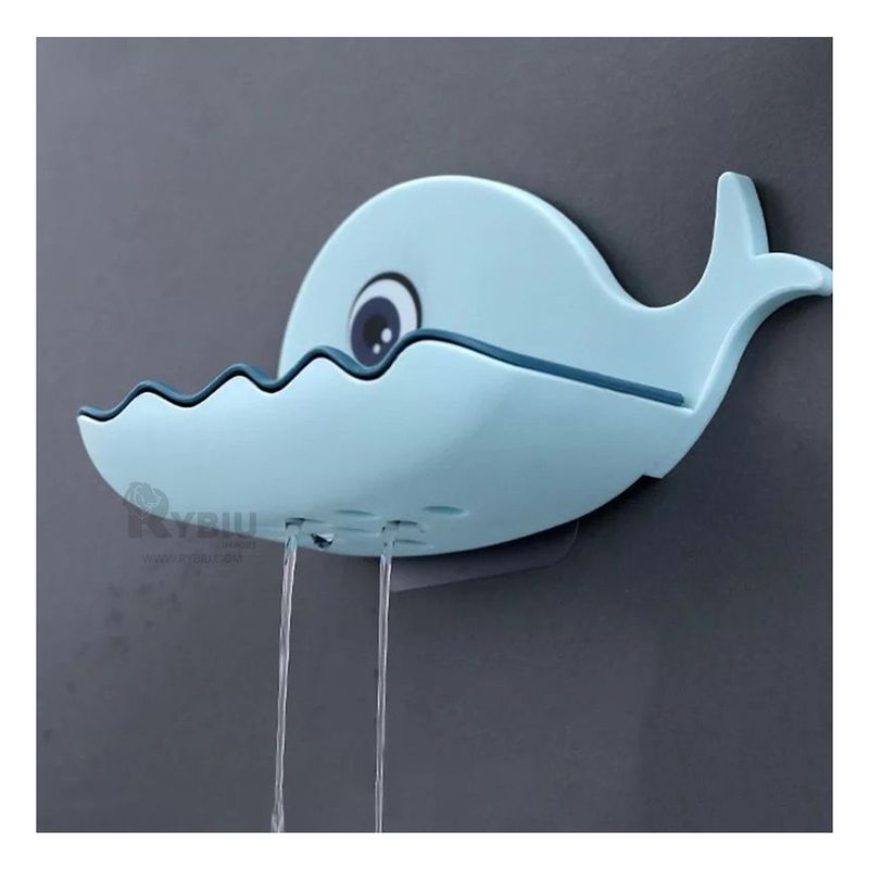 GENERICO - Jabonera Divertida en Forma de Ballena de Color Celeste