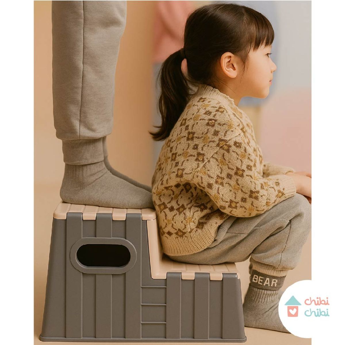 CHIBI CHIBI - Escalera plegable para niños y adultos - Rosa