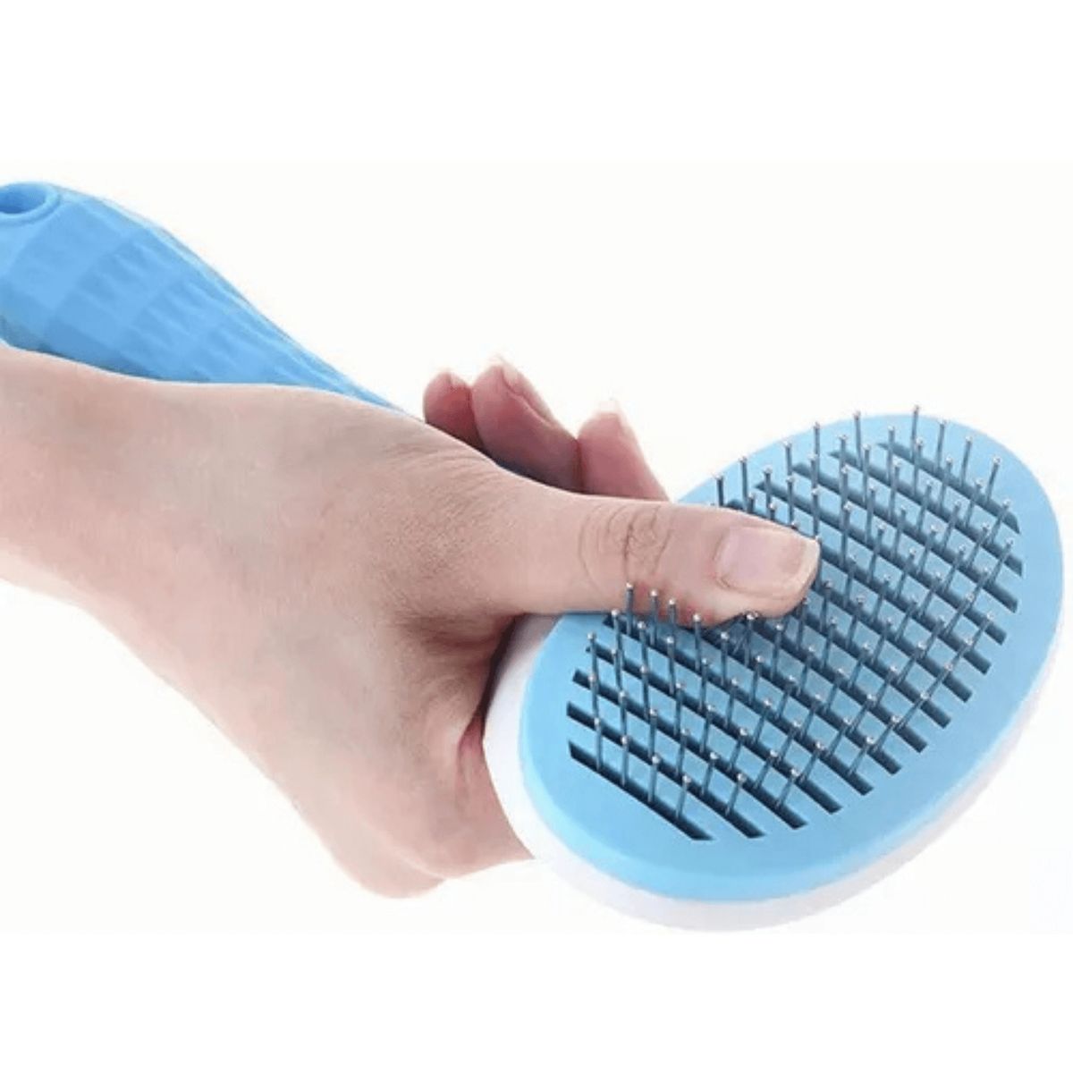 OEM - Cepillo para Mascotas con Botón Removedor - Azul